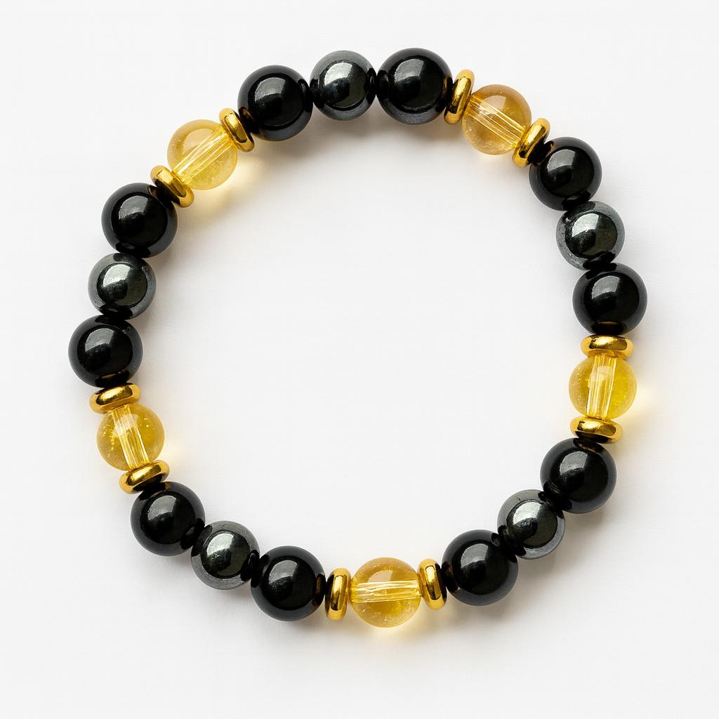 Armband Citrin Hämatit Obsidian