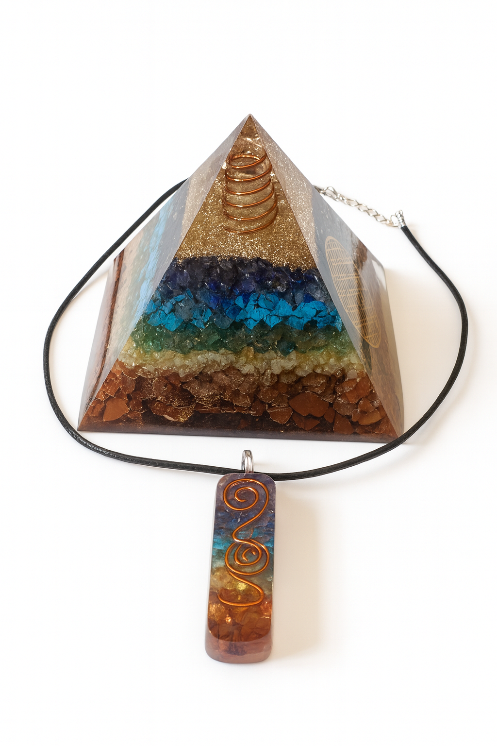 Orgonit Pyramide 7 Chakren mit Anhänger