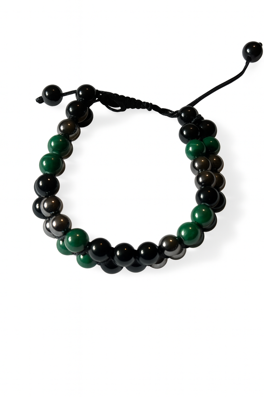 Armband Malachit Hämatit Obsidian