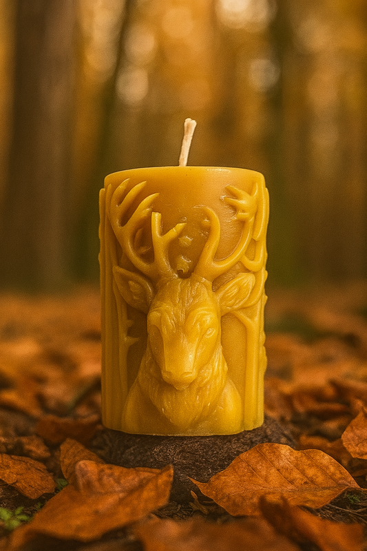 Bienenwachskerze Motiv Hirsch