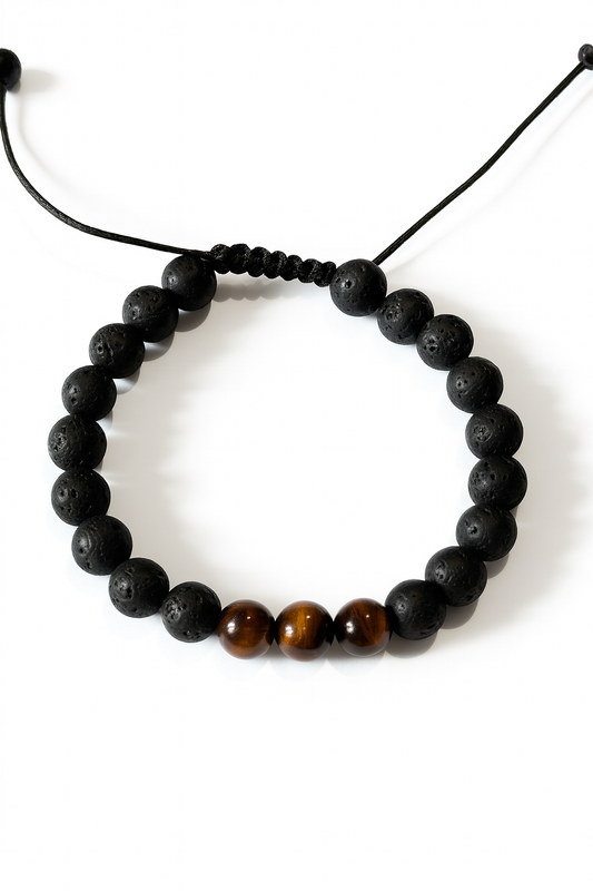 Armband Set 2x Tigerauge Lavastein