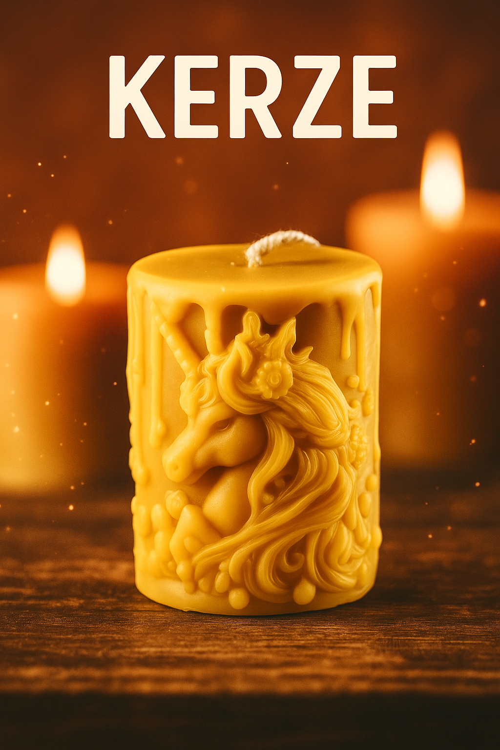 Bienenwachskerze Motiv Einhorn