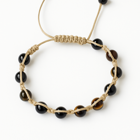 Armband Set 2x Tigerauge Hämatit Obsidian